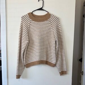 American Eagle Outfitters Tan and White Striped Sweater